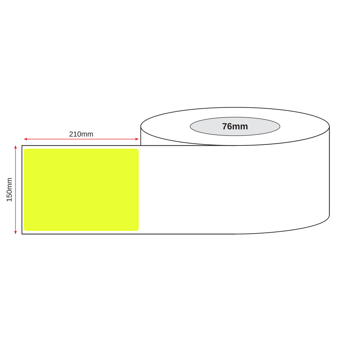 Thermal Labels Direct 150mm x 210mm 76mm core Fluro Yellow 600/roll - Omni Packaging 