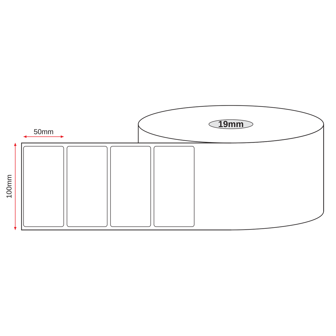 Thermal Direct Label 100mm x 50mm 19mm core 350/roll - Omni Packaging 