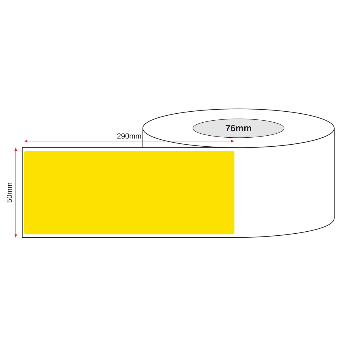 Direct Thermal Synthetic Poly Label 50mm x 290mm 500/roll Yellow - Omni Packaging 