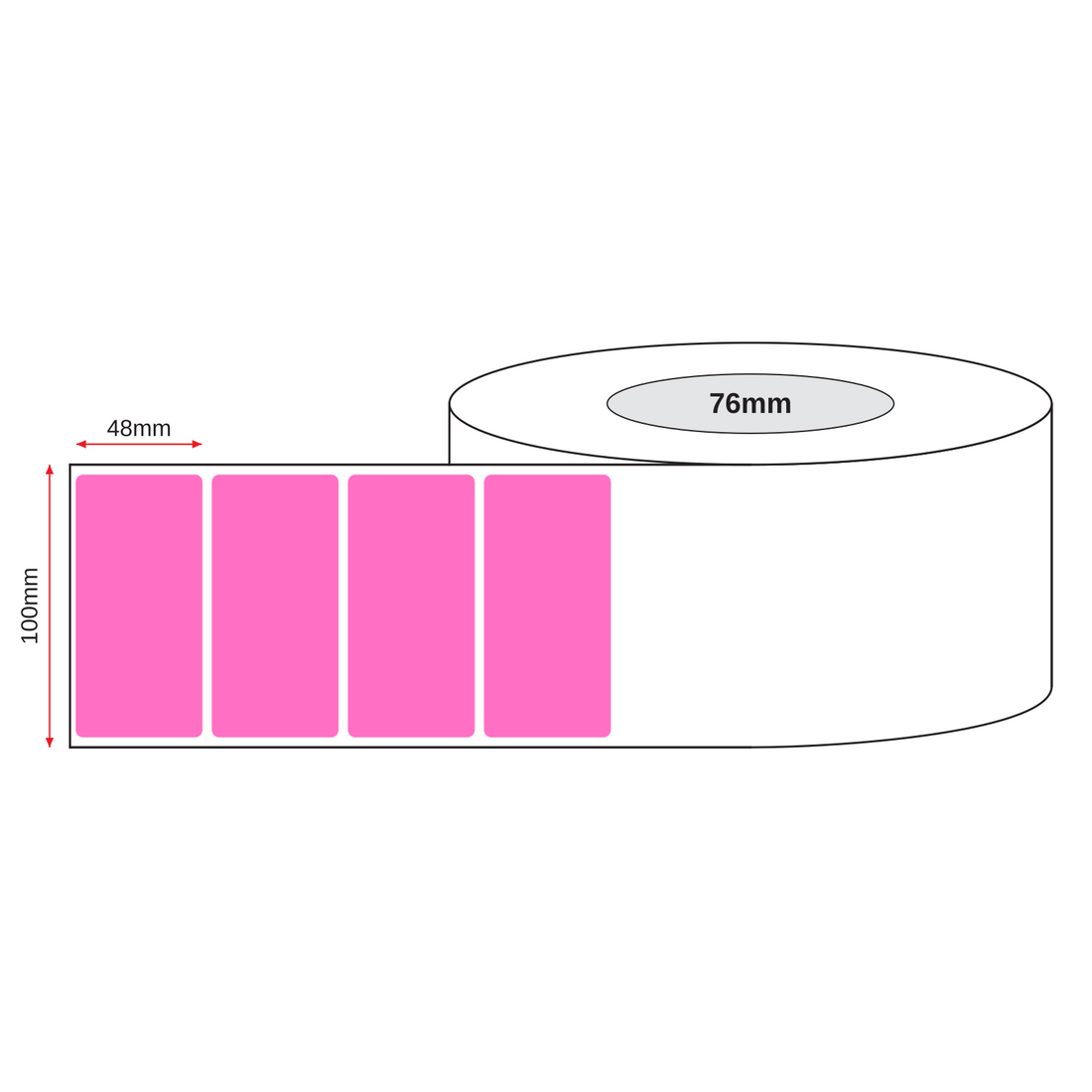 Printed Label URGENT MEDICAL 100mm x 48mm Pink Fluro on White 1000/roll - Omni Packaging 