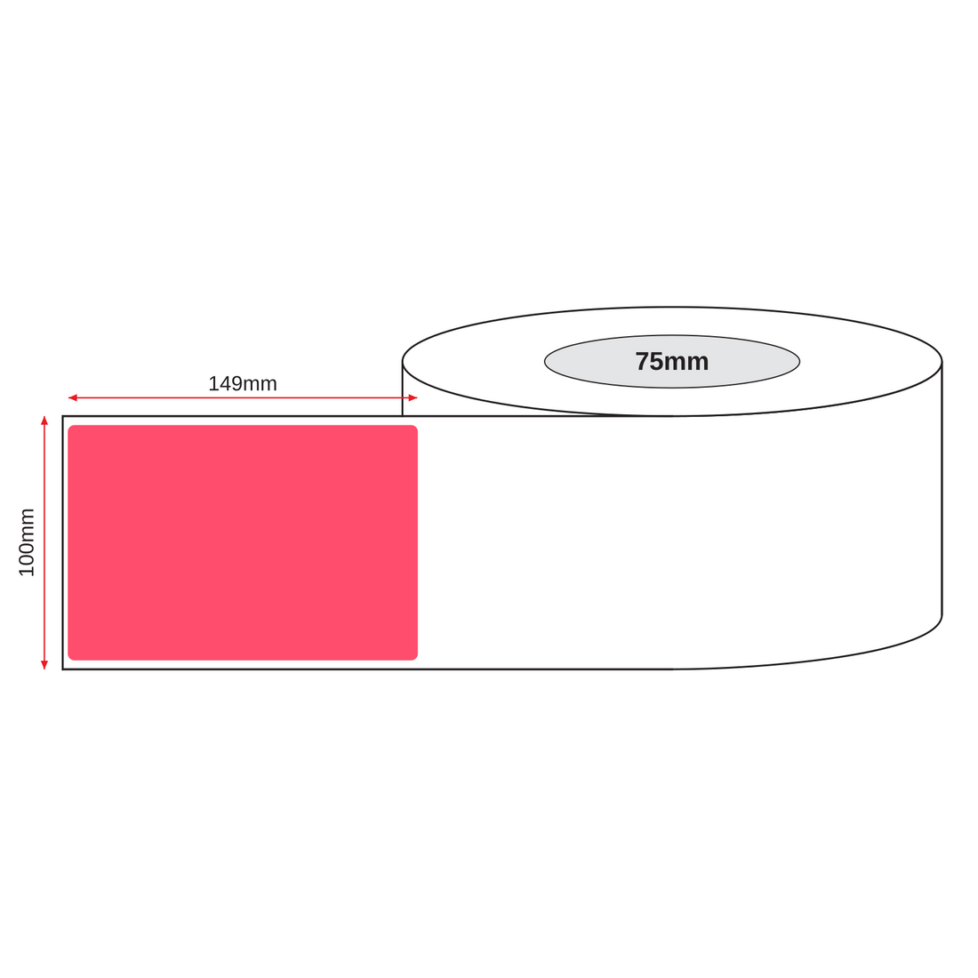 Red Thermal Labels Direct 100mm x 149mm 1000/roll 75mm Core - Omni Packaging 