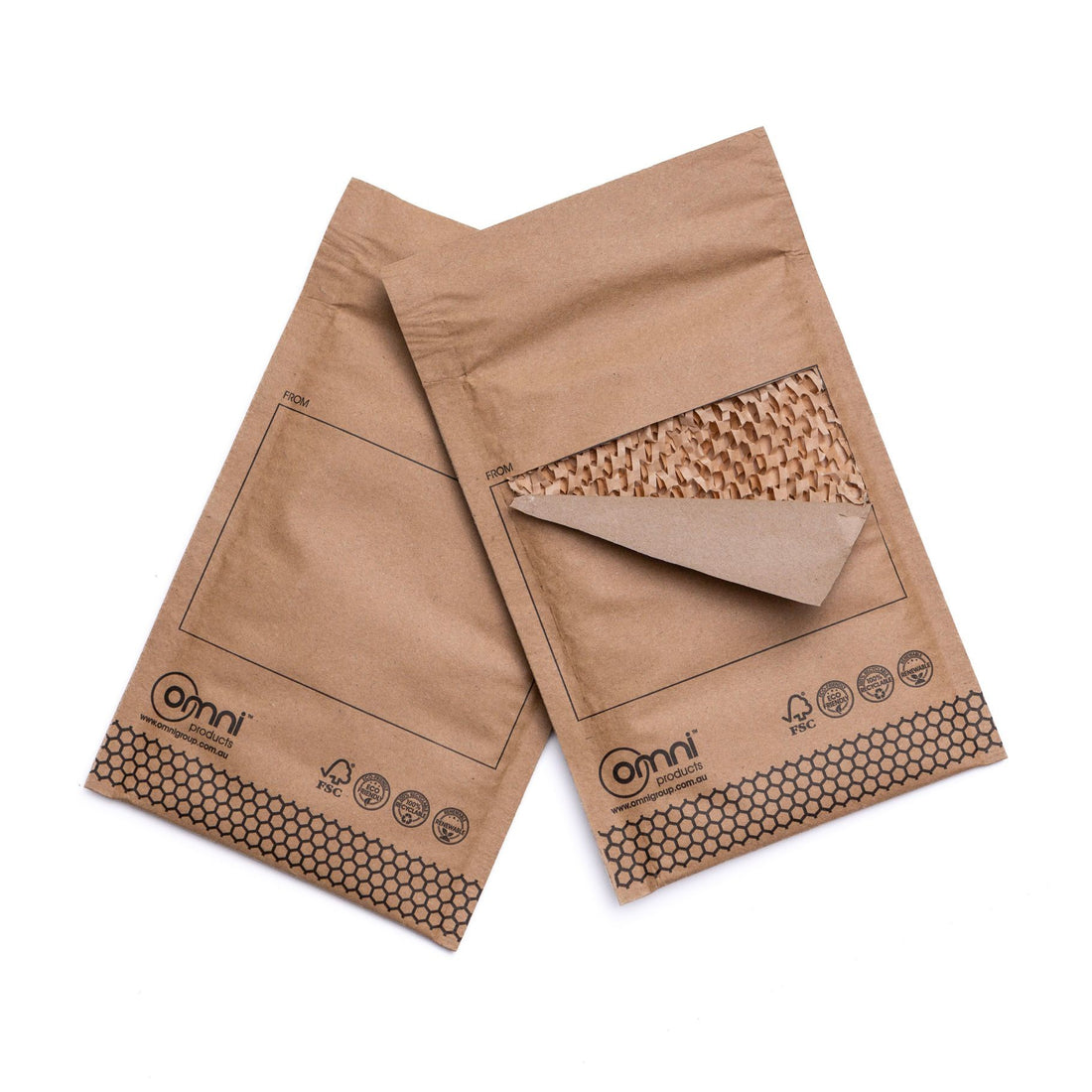 Honeycomb Paper Padded Mailing Bags H4 260mmW (Opening) x 340mmL 80/ctn - Omni Packaging 
