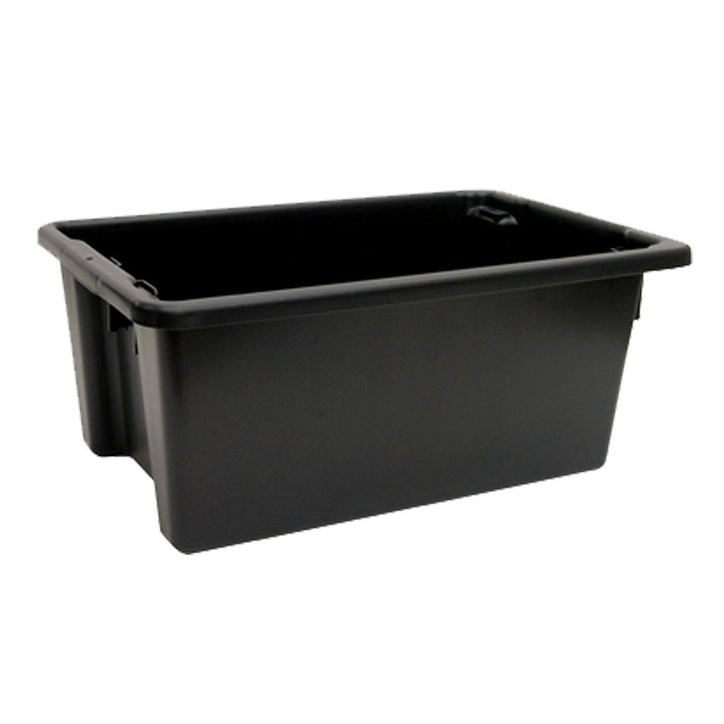 Plastic Storage Crate No 10 645mm x 413mm x 276mm 52 Litres Black - Omni Packaging 