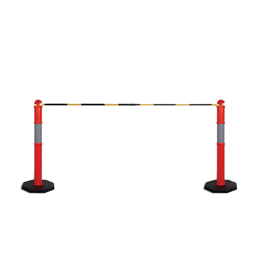 Traffic Cone Retractable Bar - Black/Yellow (Extending 1.2m to 2m) - Omni Packaging 