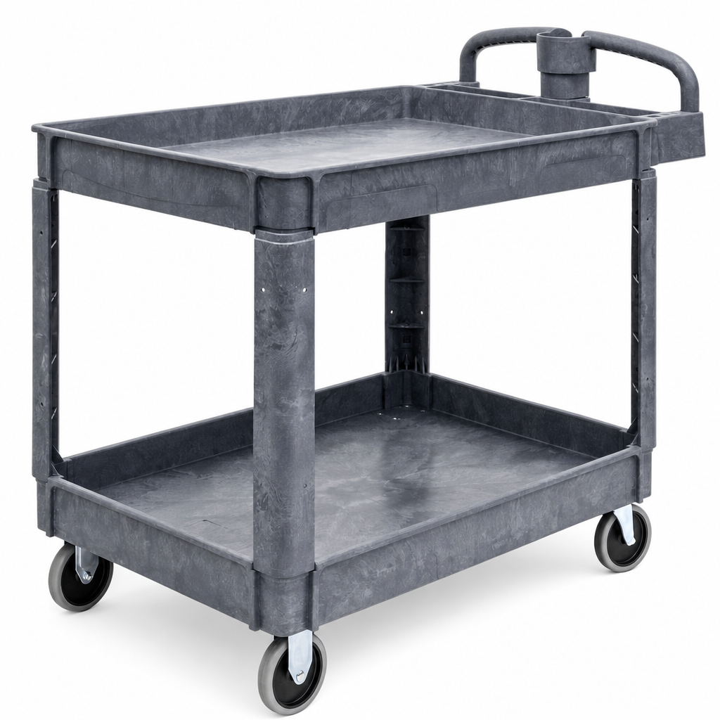 2 Tier Plastic Utility Cart 114mm x 625mm x 990mm