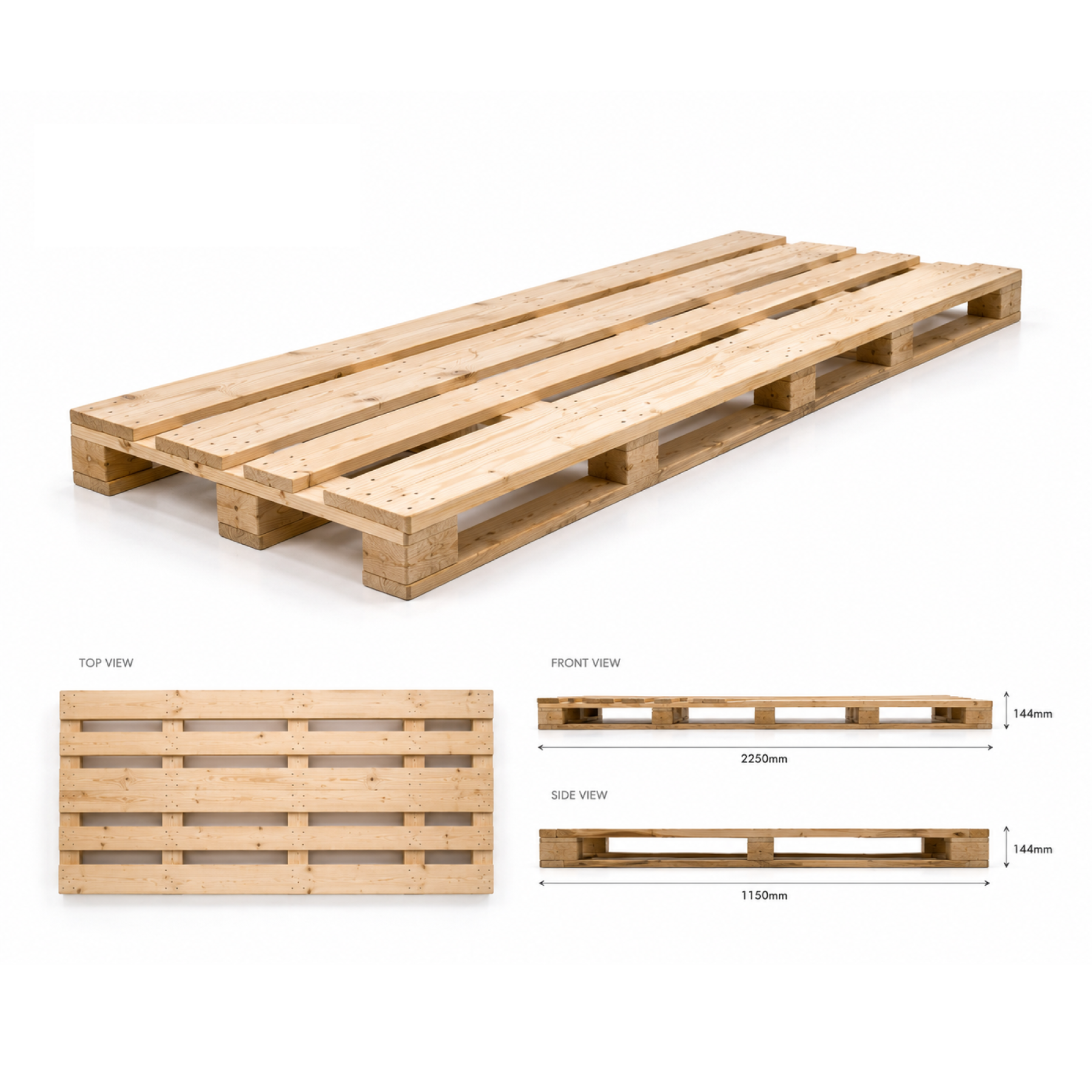 Long pallet Skid 2250mm x 1150mm - Omni Packaging 