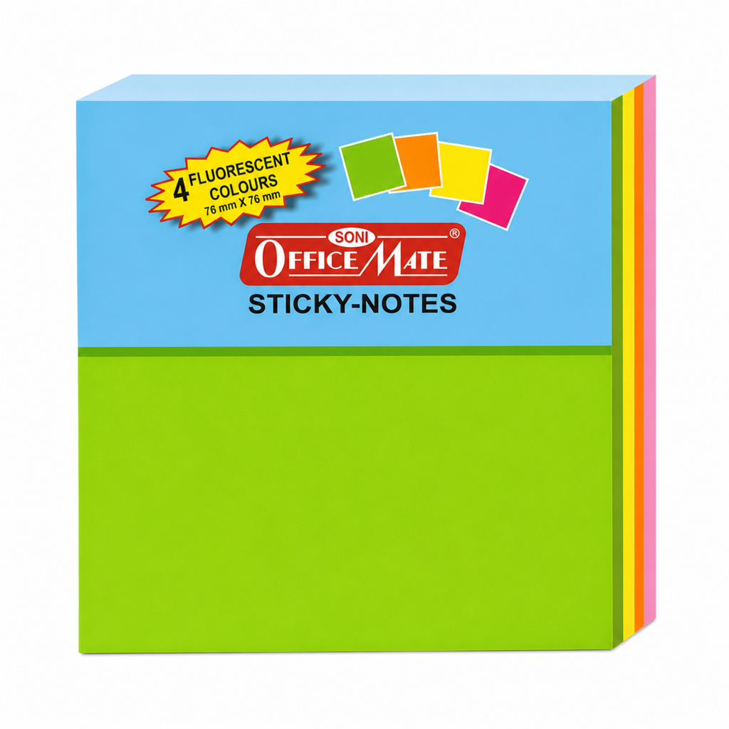 Sticky Notes 76x76mm 6 colour packs of 100 sheets (600 total)
