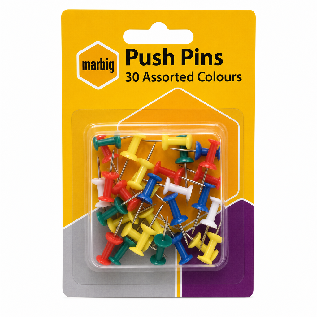 Assorted Push Pins 30 Pack