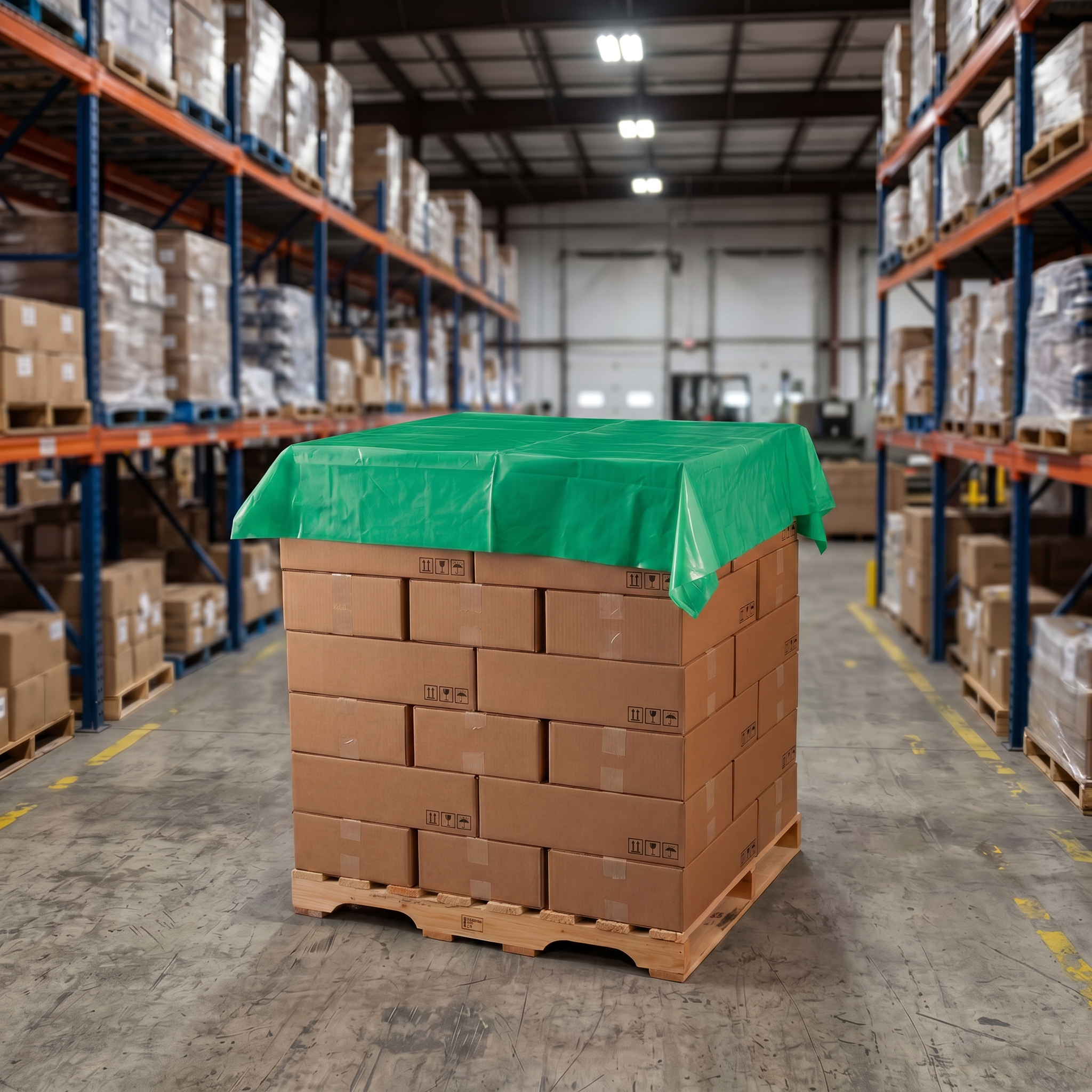 Plastic Pallet Top Sheets HDPE Green 1680mm x 1680mm 250 per roll - Omni Packaging 
