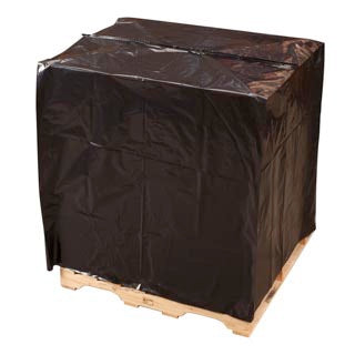 Pallet Heat Shrink Tubing LDPE Black 1220mmW + 1220mm Gusset x 150um x 74m 50kg per roll - Omni Packaging 