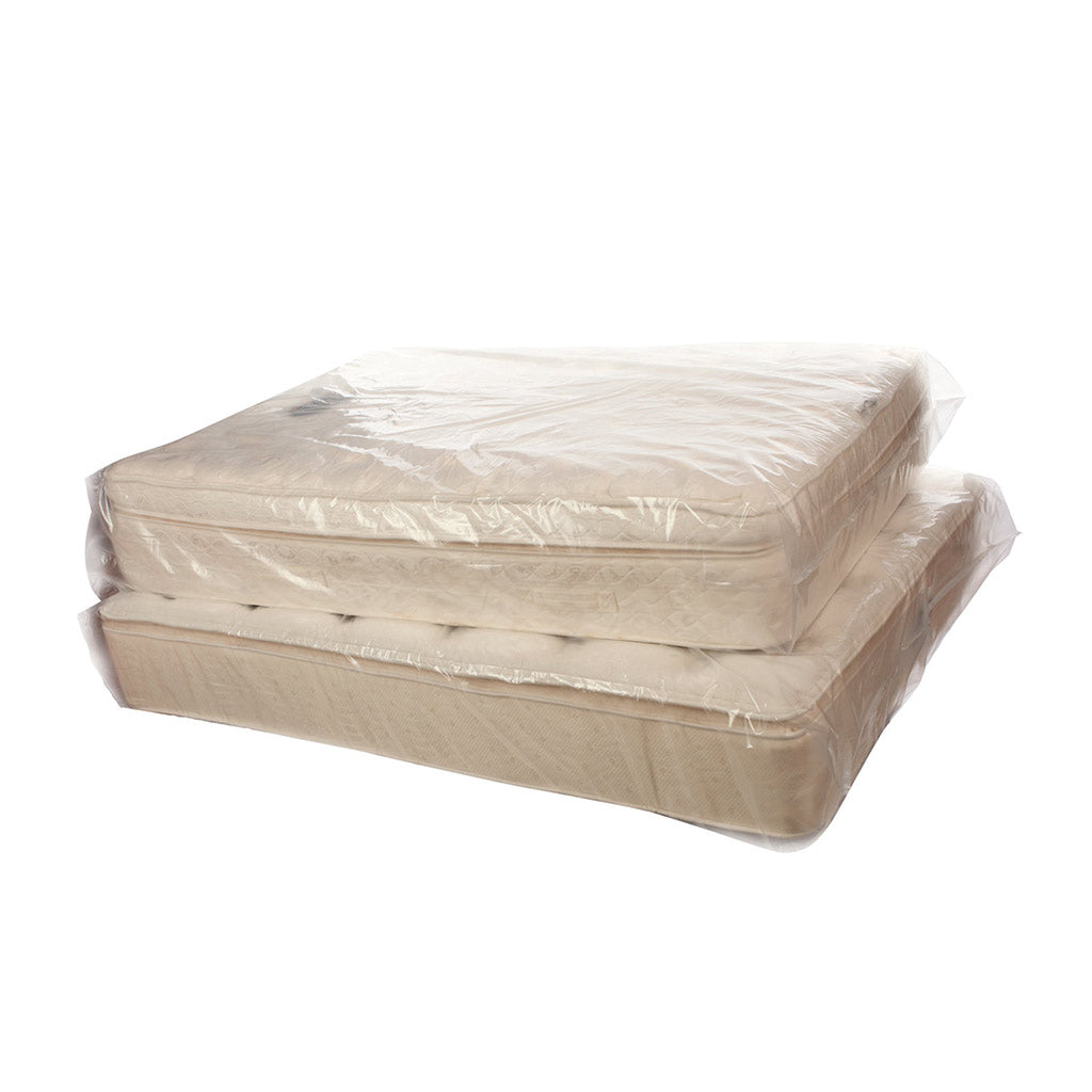 Single Mattress Bag Clear 2250mmL x 1200mmW + 300mm Gusset x 40um 100 bags/roll - Omni Packaging 