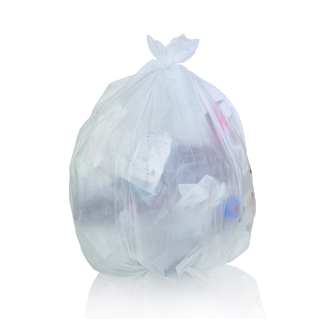 Bin Liners Garbage Bags 240 Litre Clear 500mm + 500mm x 1500mm 50um 100/roll - Omni Packaging 