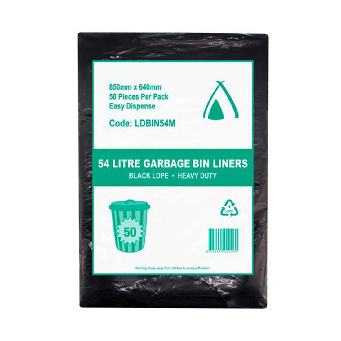 Bin Liners 54 Litre Black 640 x 850mm (250/ctn) - Omni Packaging 