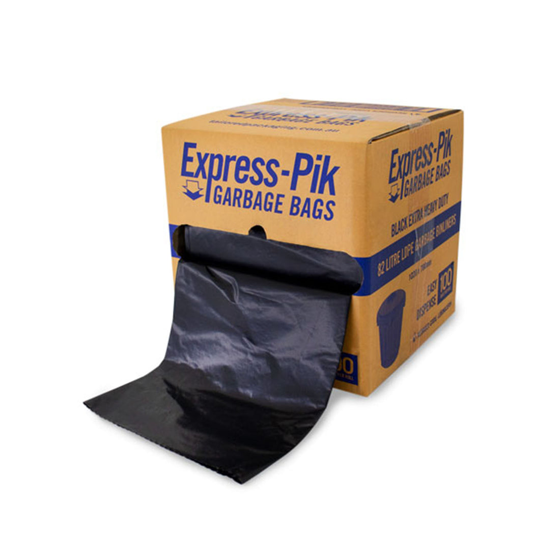 Bin Liners 82L Black Heavy Duty (100/roll) - Omni Packaging 
