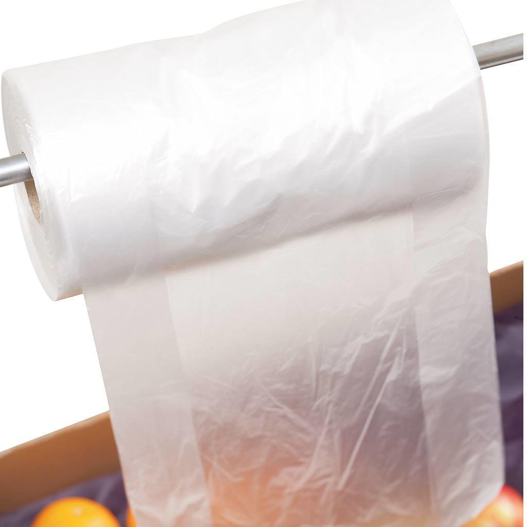 Produce Bags HDPE 250mm + 100mmW x 450mmL x 11um 500/roll - Omni Packaging 