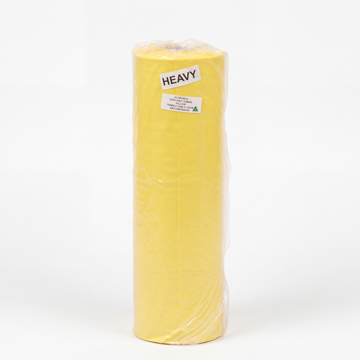 Poly Tubing LDPE Solid Yellow 700mm x 150um x 103m 20kg Roll (with Heavy Sticker)