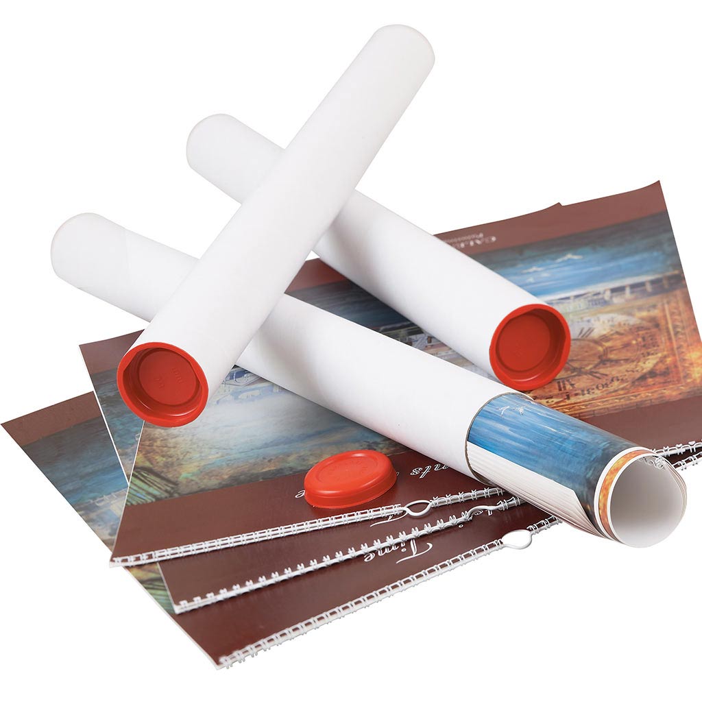 Postage Tubes 50mm x 425mm with Red Caps - Omni Packaging 