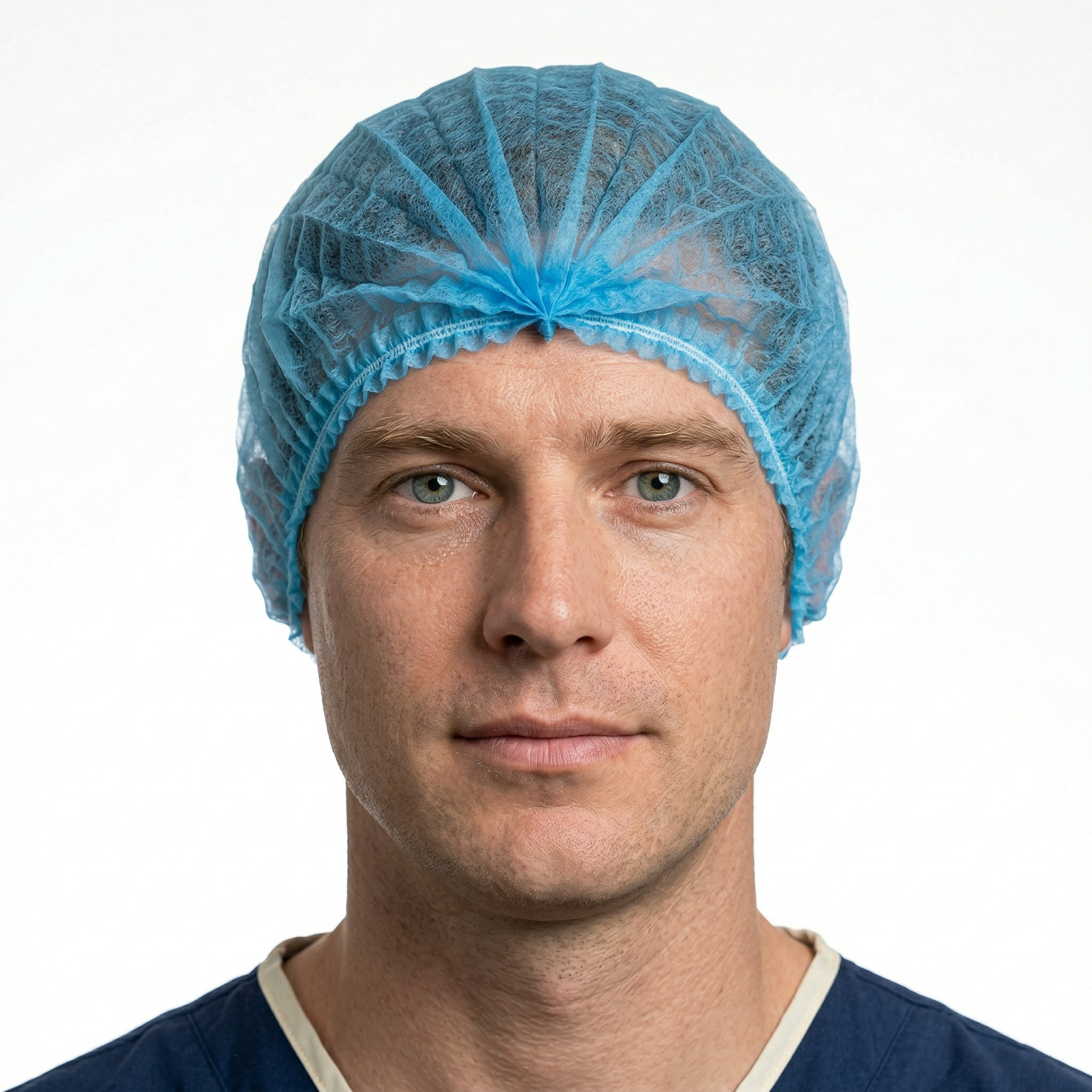 Hair Net Caps Blue Crimped Beret 1000/ctn - Omni Packaging 