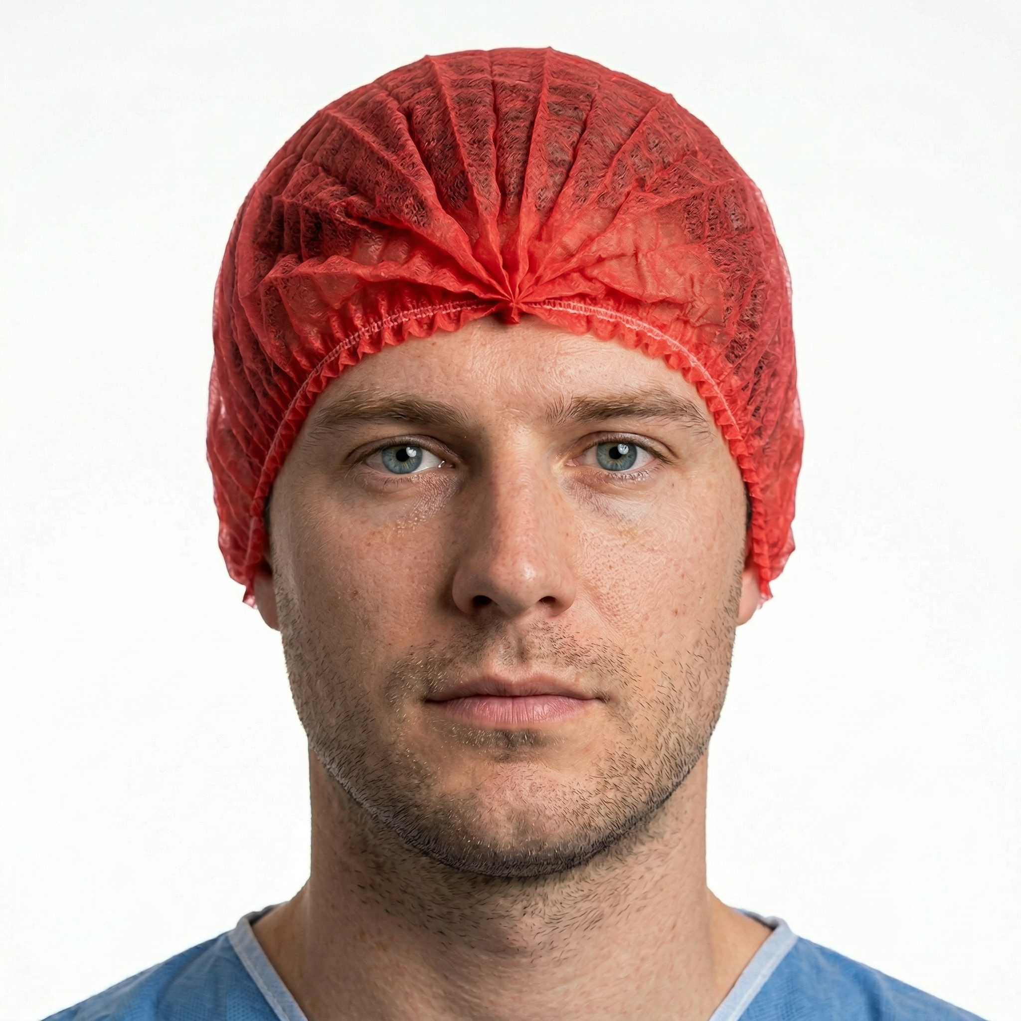 Hair Net Caps Red Crimped Beret 1000/ctn - Omni Packaging 