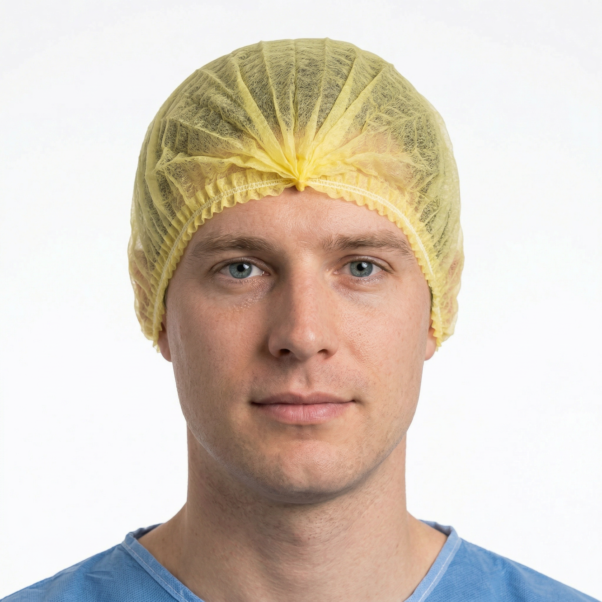 Hair Net Caps Yellow Crimped Beret 1000/ctn - Omni Packaging 