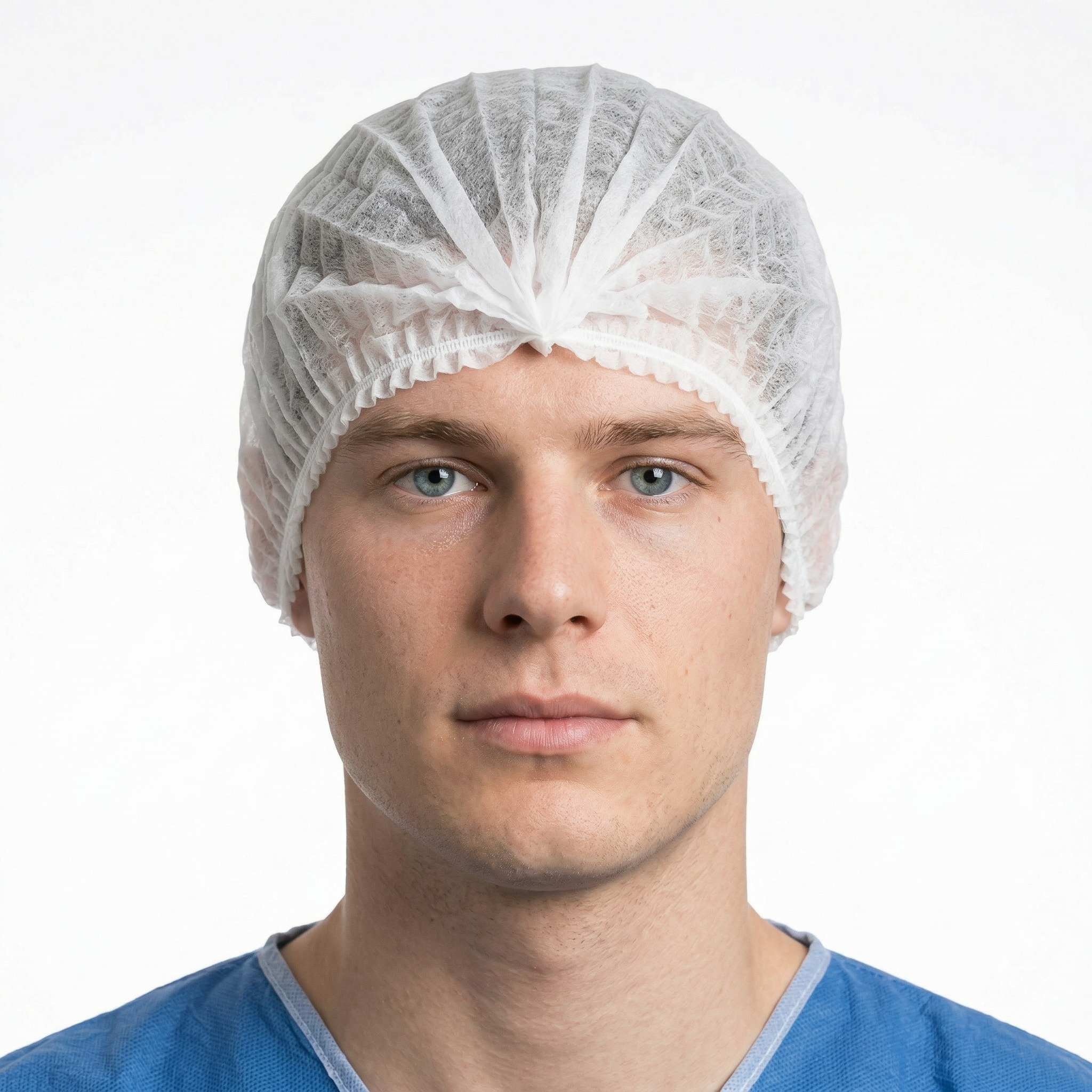Hair Net Caps White Crimpled Beret 1000/ctn - Omni Packaging 