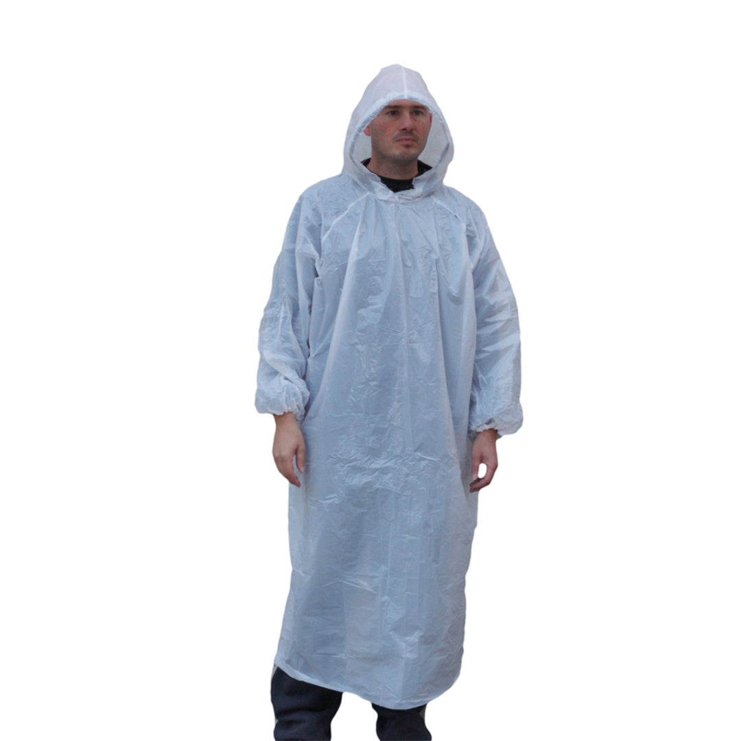 Poncho Long Sleeve White / Opaque 100/ctn - Omni Packaging 