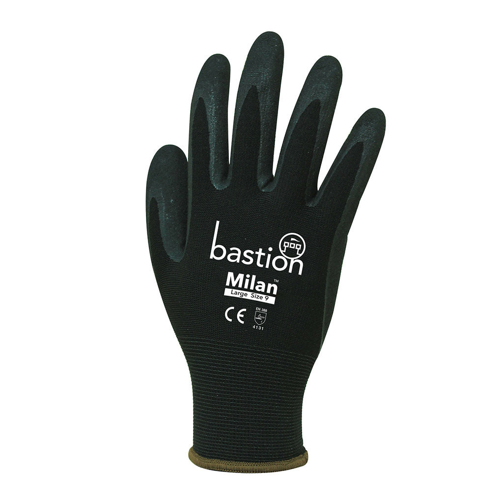 Safety Gloves Black Grip Nitrile Coated – Medium - Omni Packaging 