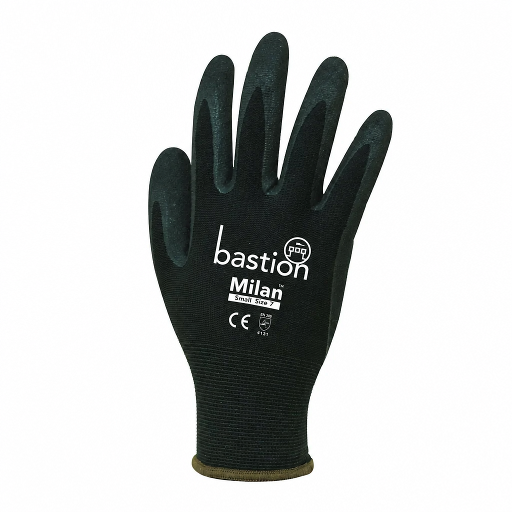 Safety Gloves Black Grip Nitrile Coated - Small
