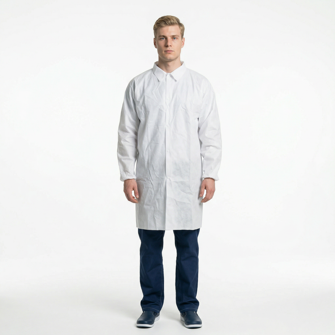 Polypropylene Labcoat No Pocket White Small 100/Ctn - Omni Packaging 
