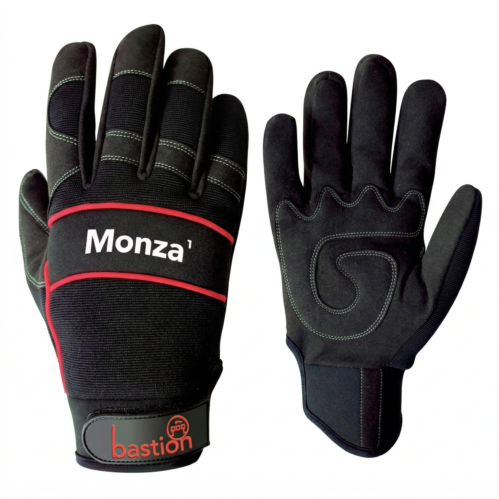 Monza Black Synthetic Leather Mechanics Gloves Medium