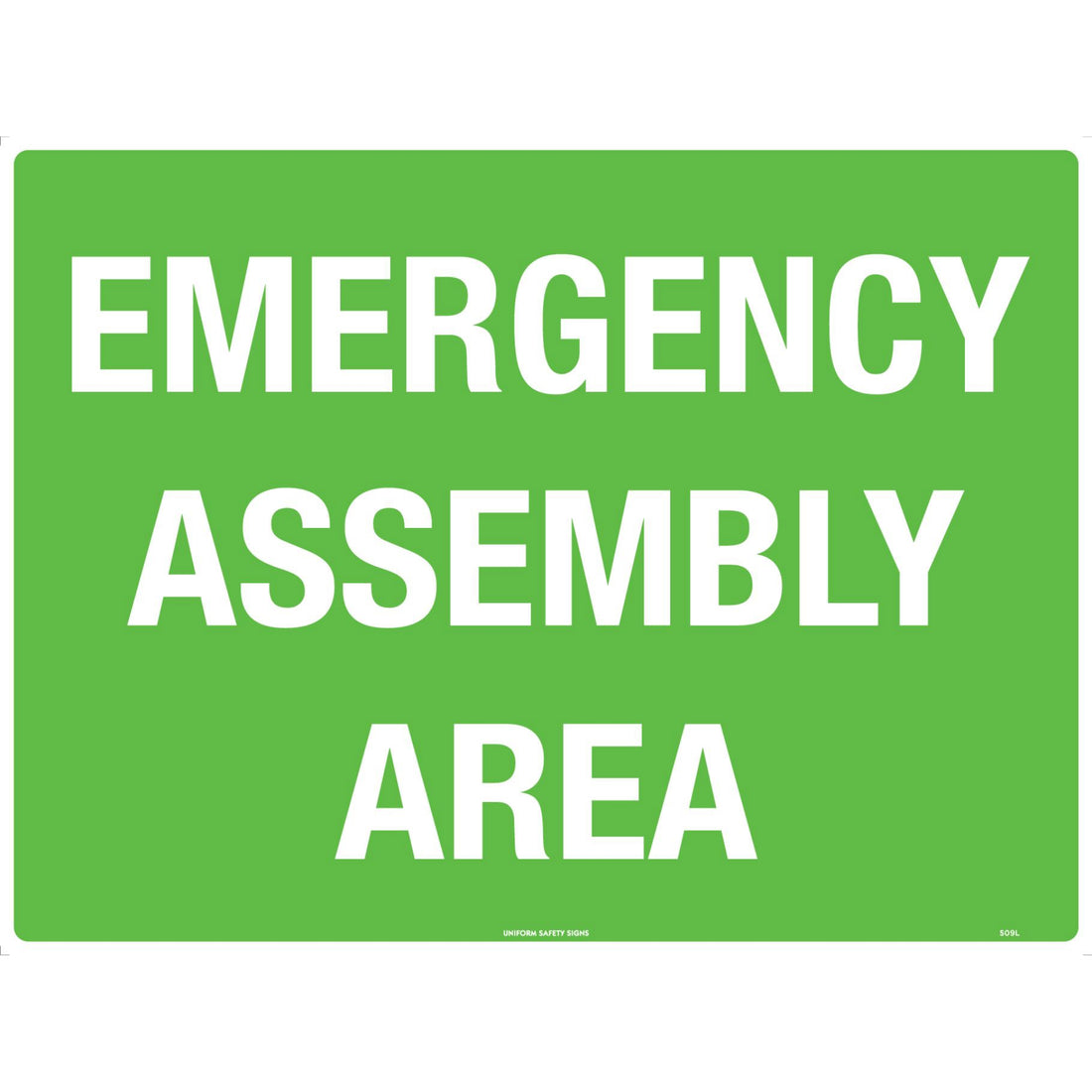 Emergency Sign - Assembly Area 300x450 Metal - Omni Packaging 