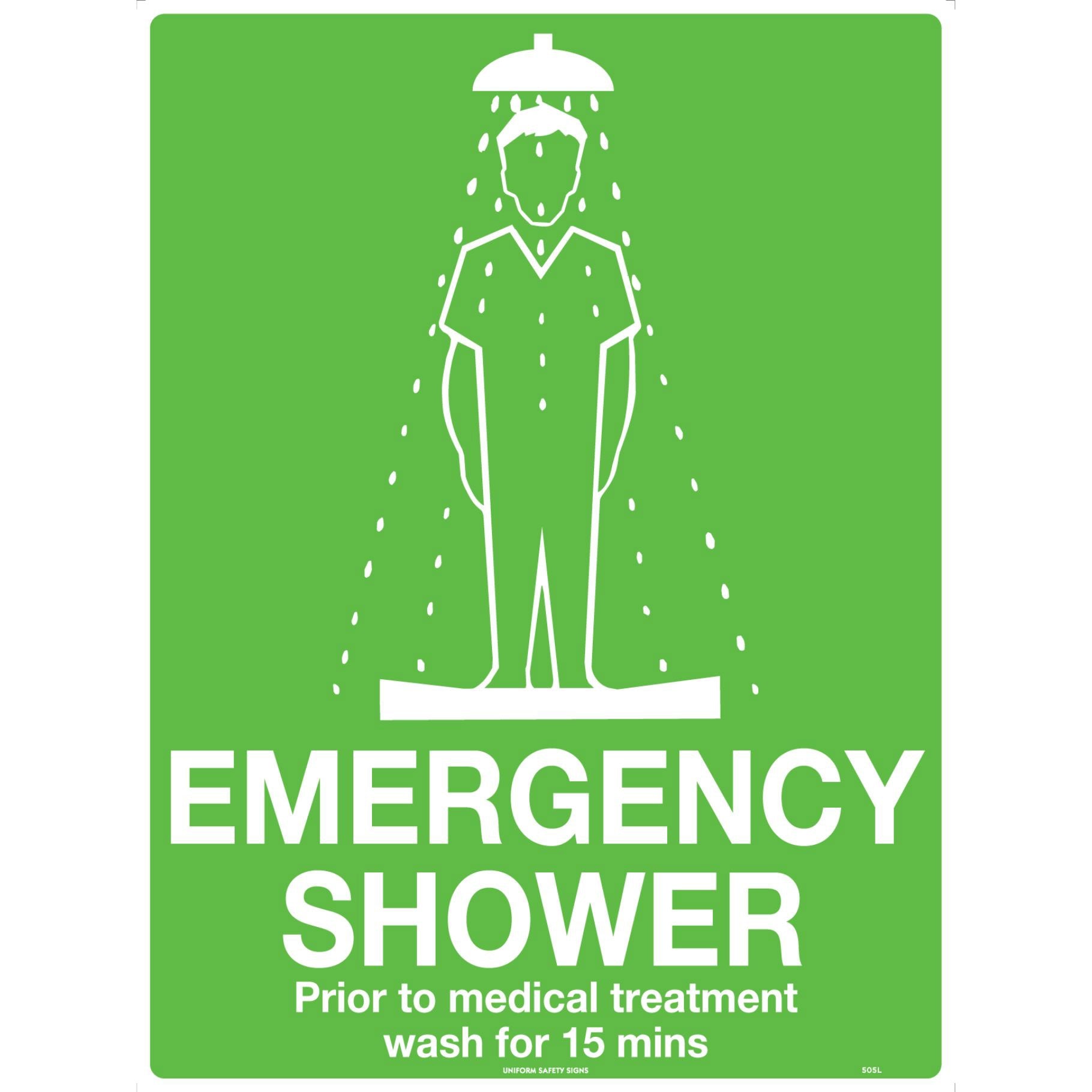 Emergency Sign - Shower 300x450mm Metal - Omni Packaging 
