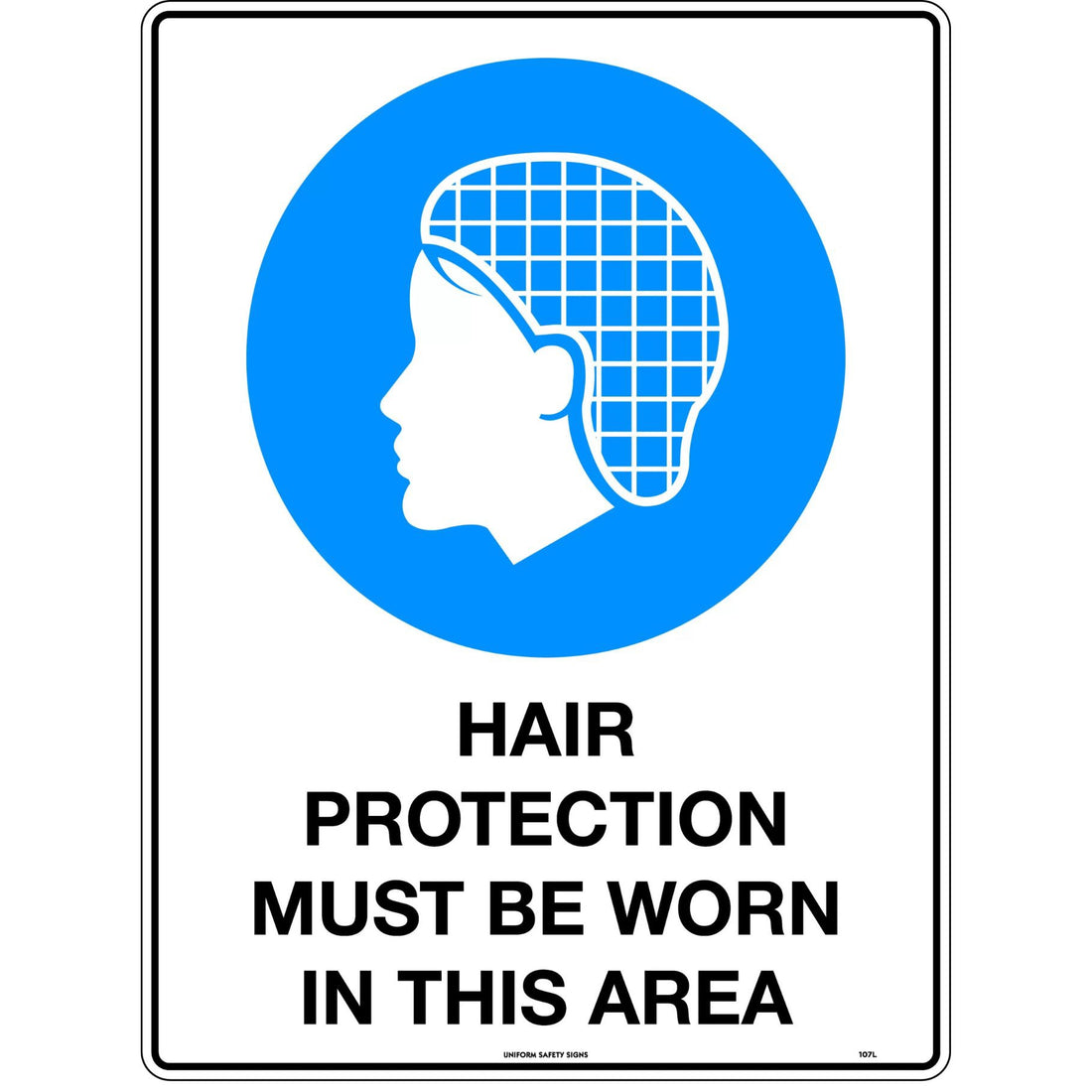 Mandatory Sign - Hair 600 x 450mm Metal - Omni Packaging 