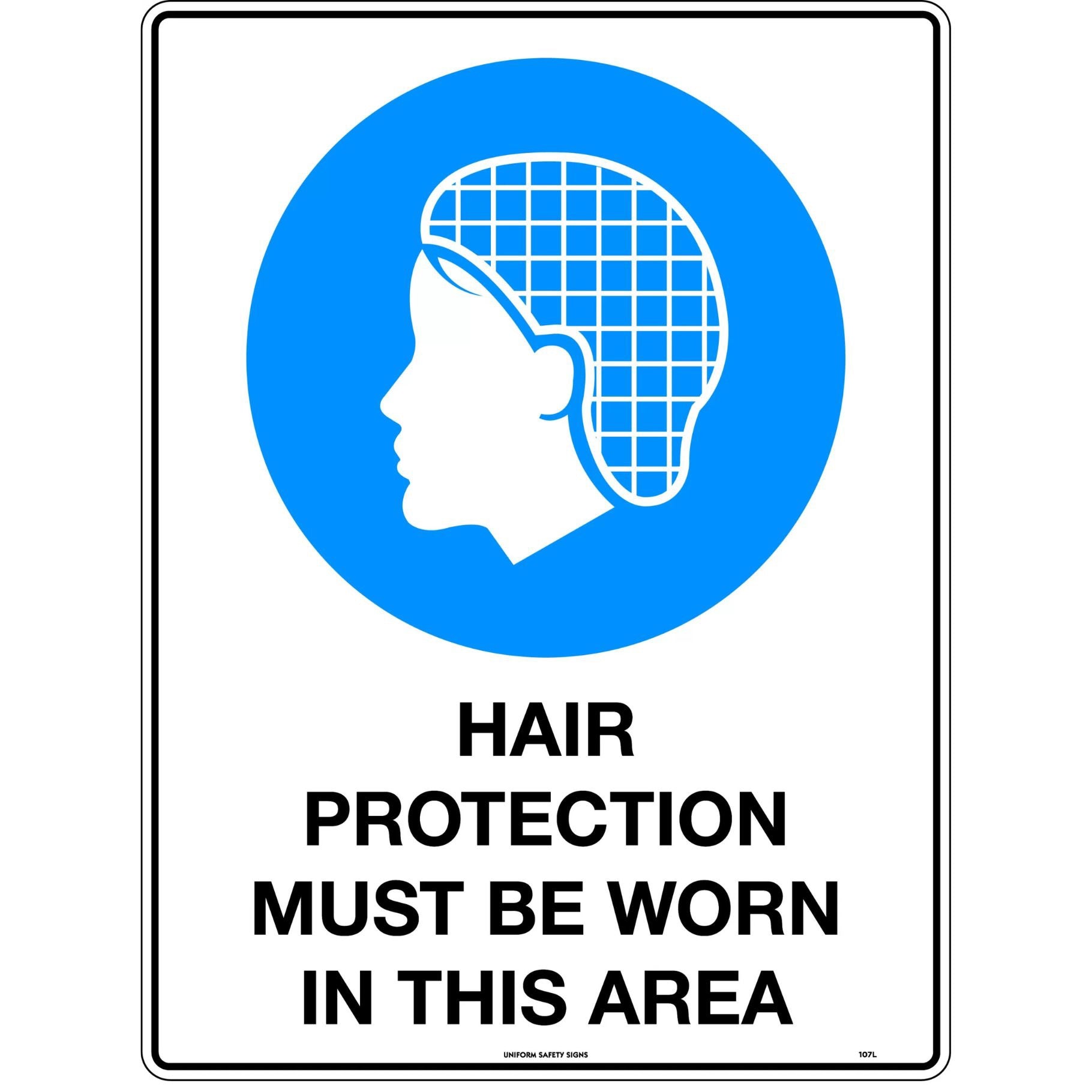 Mandatory Sign - Hair 600 x 450mm Metal - Omni Packaging 