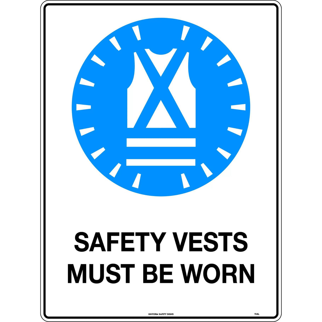 Mandatory Sign - Safety Vest 600 x 450mm Metal - Omni Packaging 