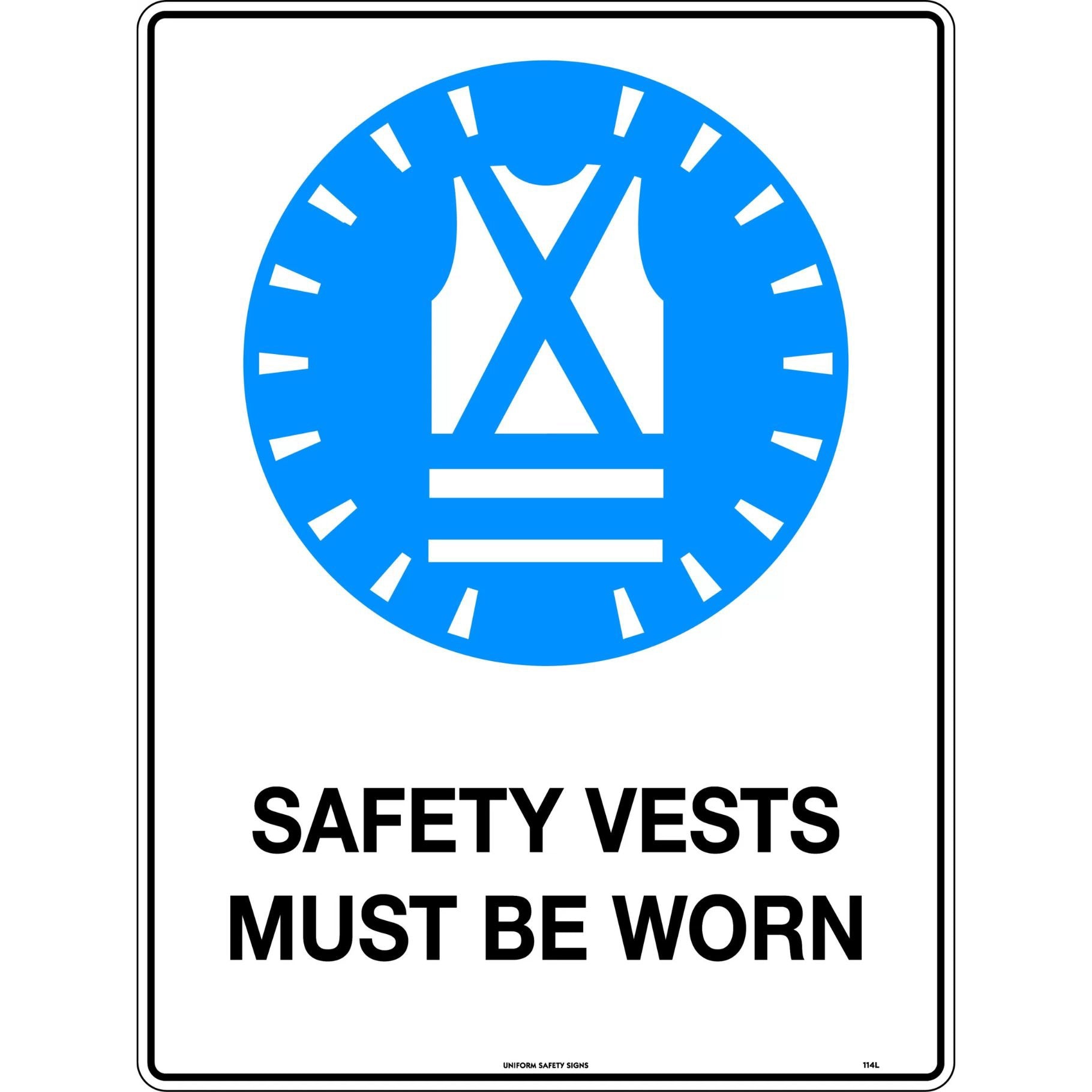 Mandatory Sign - Safety Vest 600 x 450mm Metal - Omni Packaging 