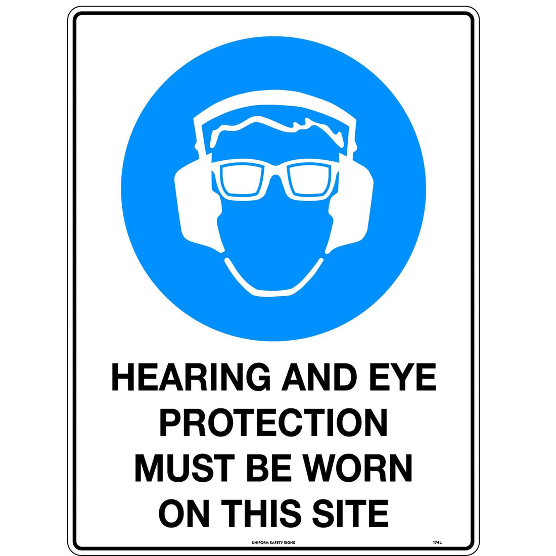 Mandatory Sign - Hearing & Eye 600 x 450 Metal - Omni Packaging 