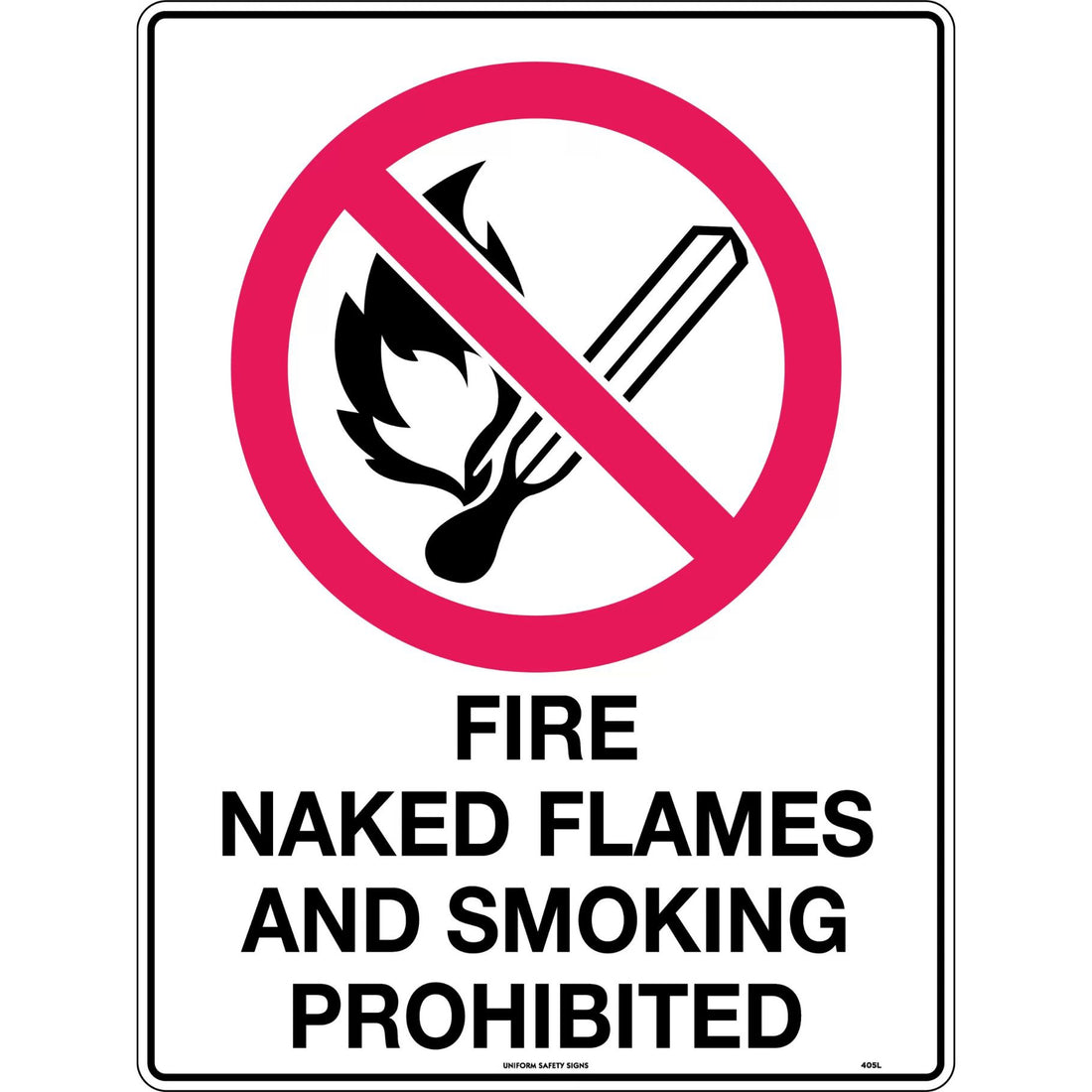Prohibition Sign - Naked Flame 450 x 300mm Metal - Omni Packaging 