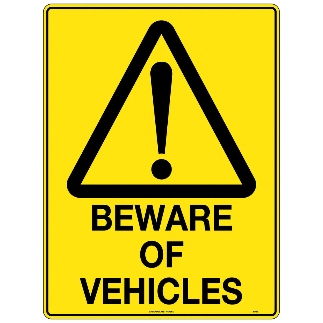 Warning Sign - Beware of Vehicles 600x450 Metal - Omni Packaging 