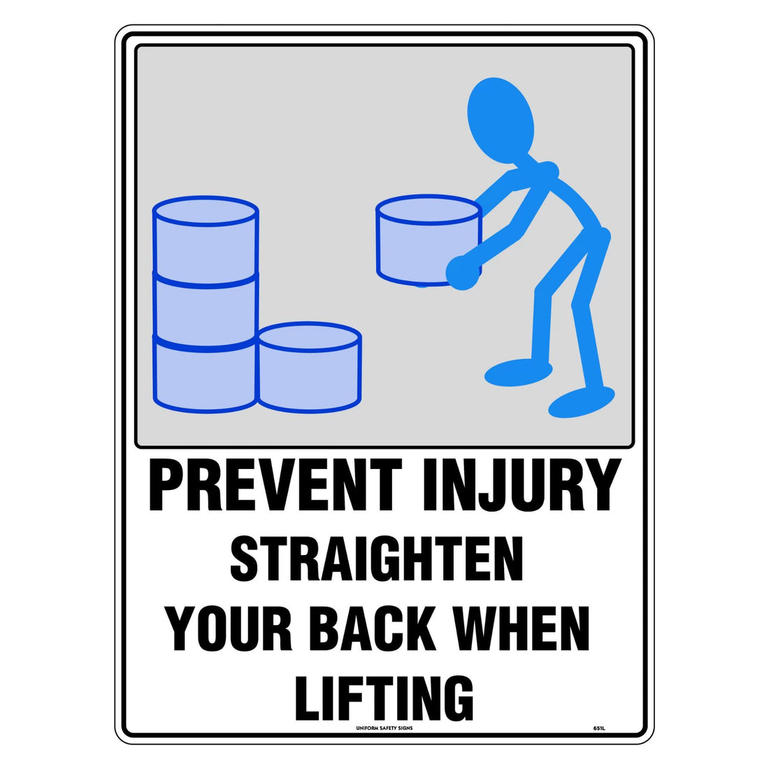 Prevent Injury Sign - Straighten 600x450mm Polypropylene - Omni Packaging 
