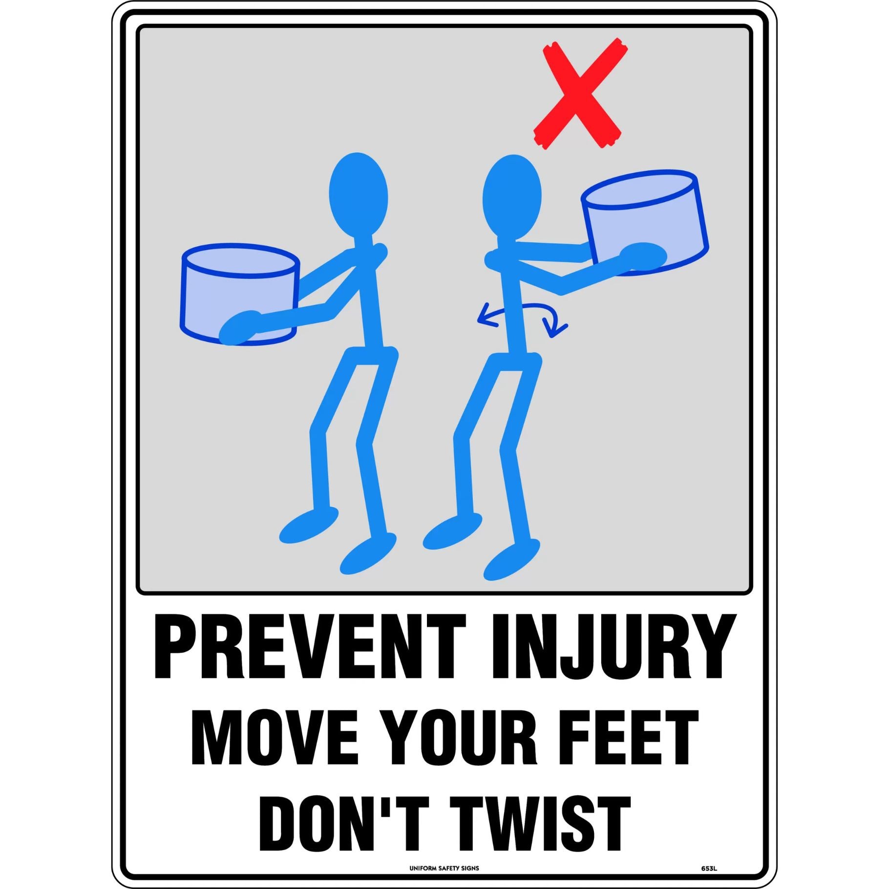 Prevent Injury Sign - Move Feet 600x450mm Polypropylene - Omni Packaging 