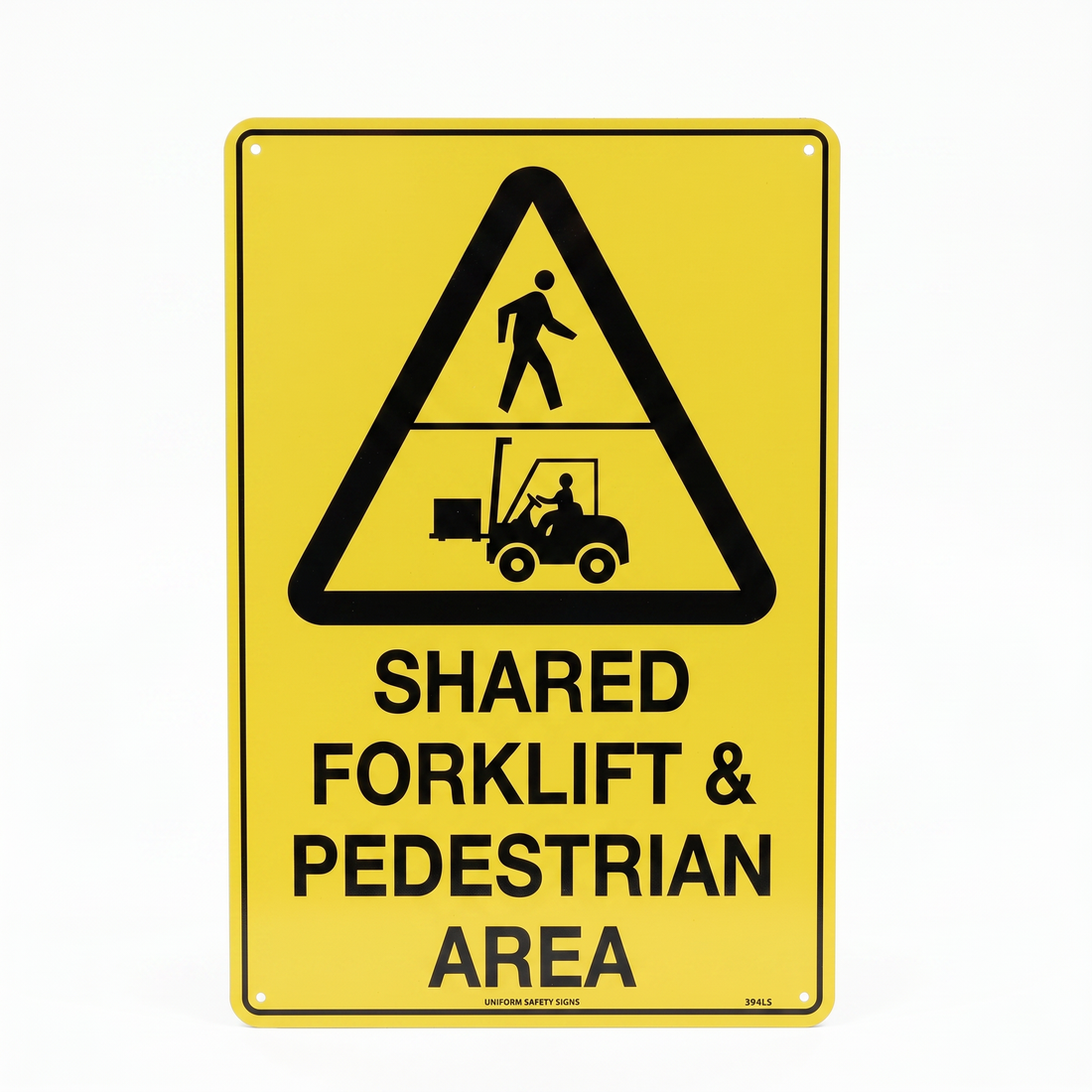 Shared Forklift & Pedestrian Area (With Picto In Triangle) 450mm x 300mm Metal - Omni Packaging 