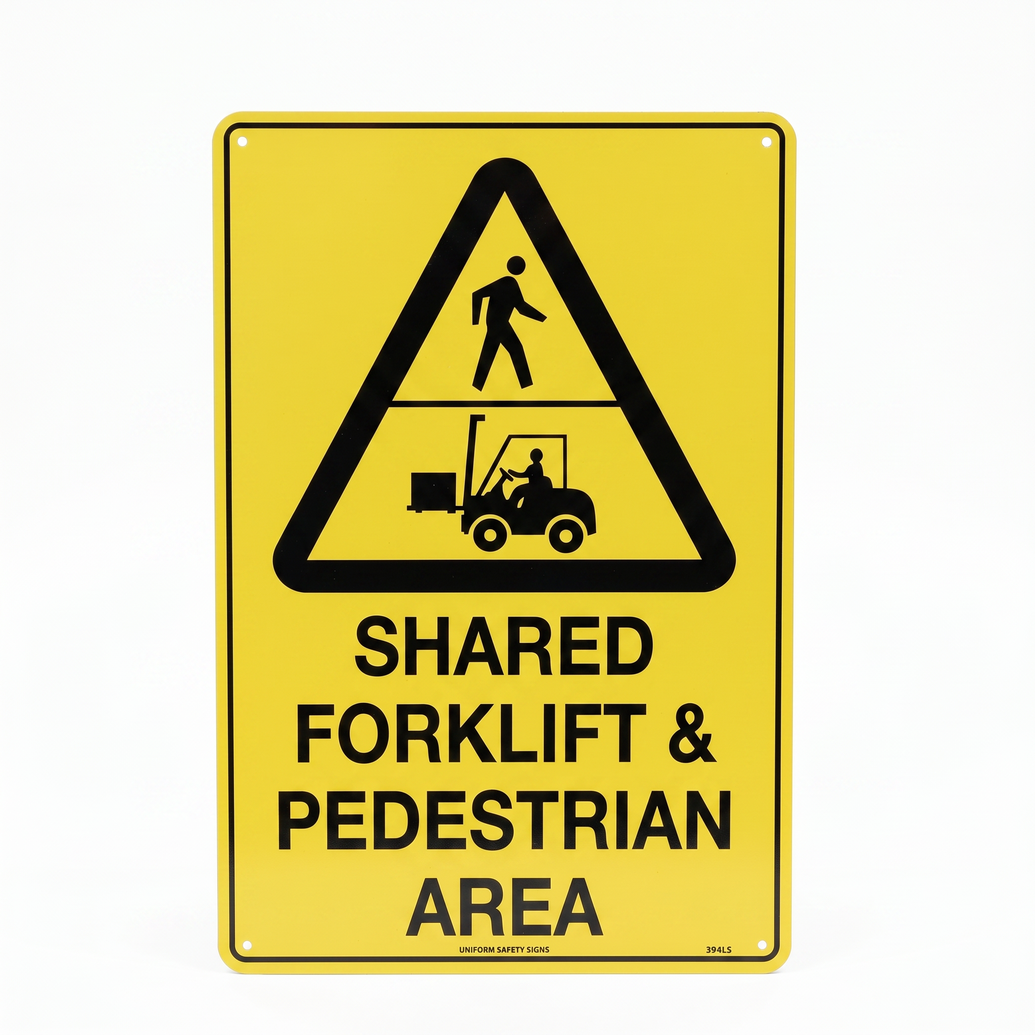 Shared Forklift & Pedestrian Area (With Picto In Triangle) 450mm x 300mm Metal - Omni Packaging 