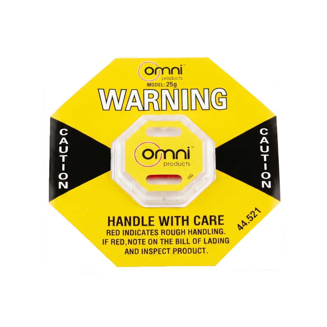 Yellow ShockWatch Vertical Impact Indicator 25G 45mm x 45mm for Cabinets and Refrigerators