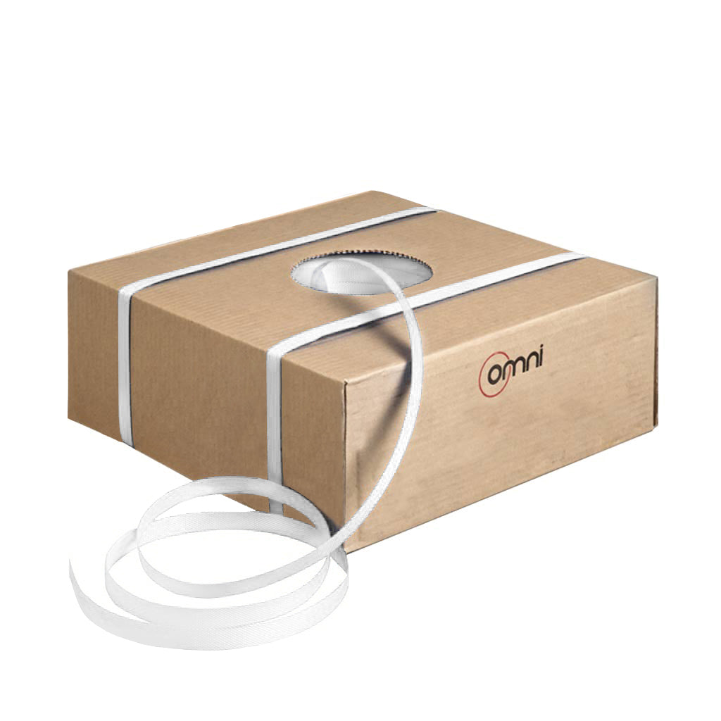 Poly Strapping in Dispenser Box Omni Heavy Duty White 19mm x 1000m - Omni Packaging 