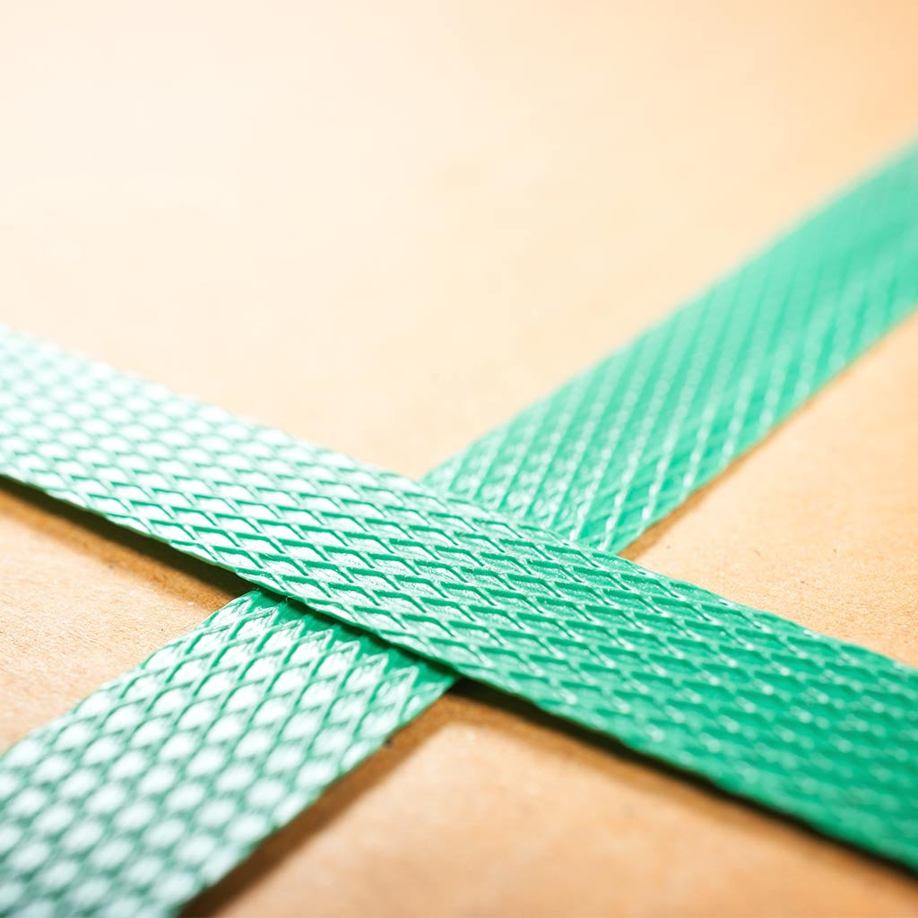 Polyester PET Strapping Green Embossed 15.5mm x 1200m x 0.9mm - Omni Packaging 