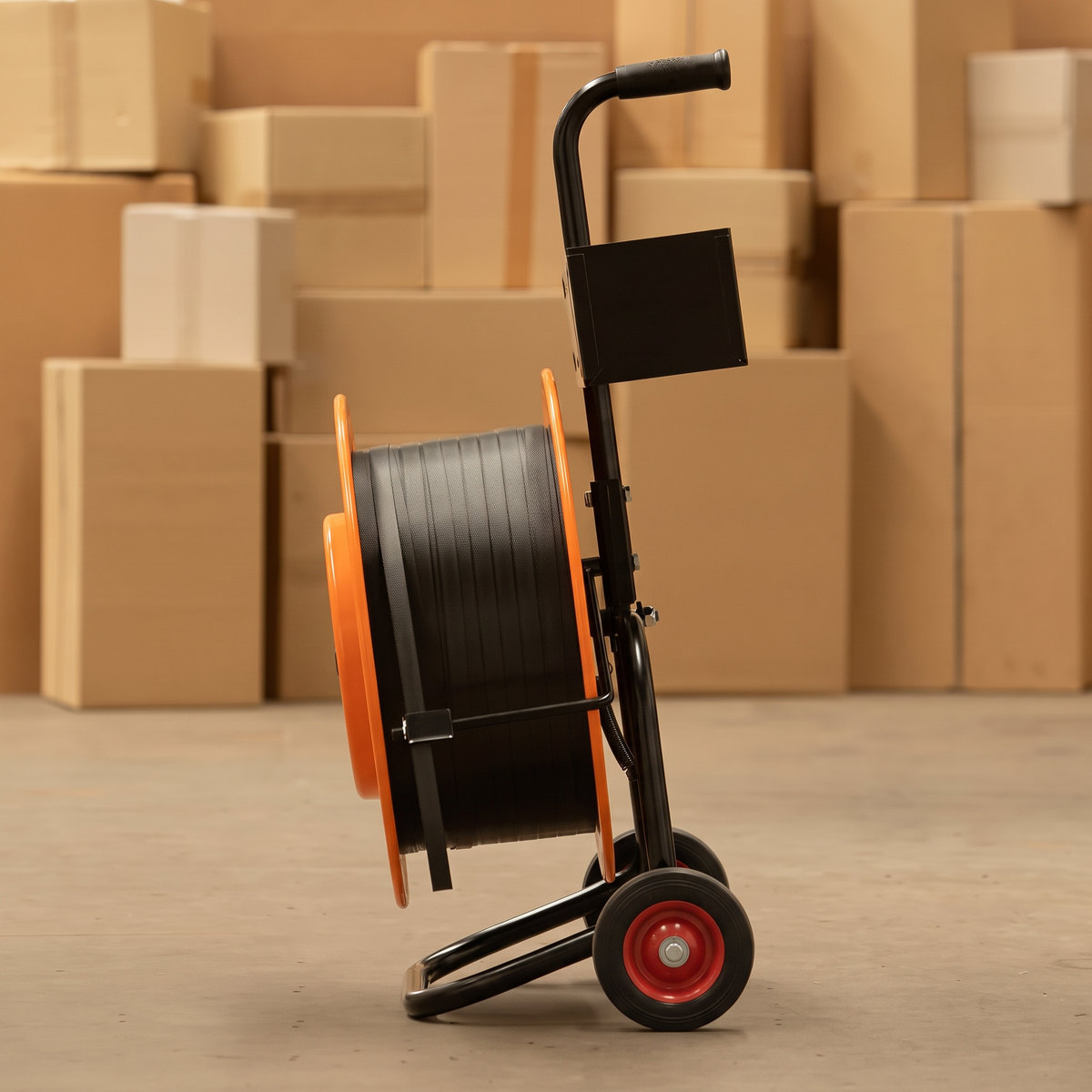 Poly Strapping Dispenser Trolley on Wheels with Tool Holder Suits 1000m Coils