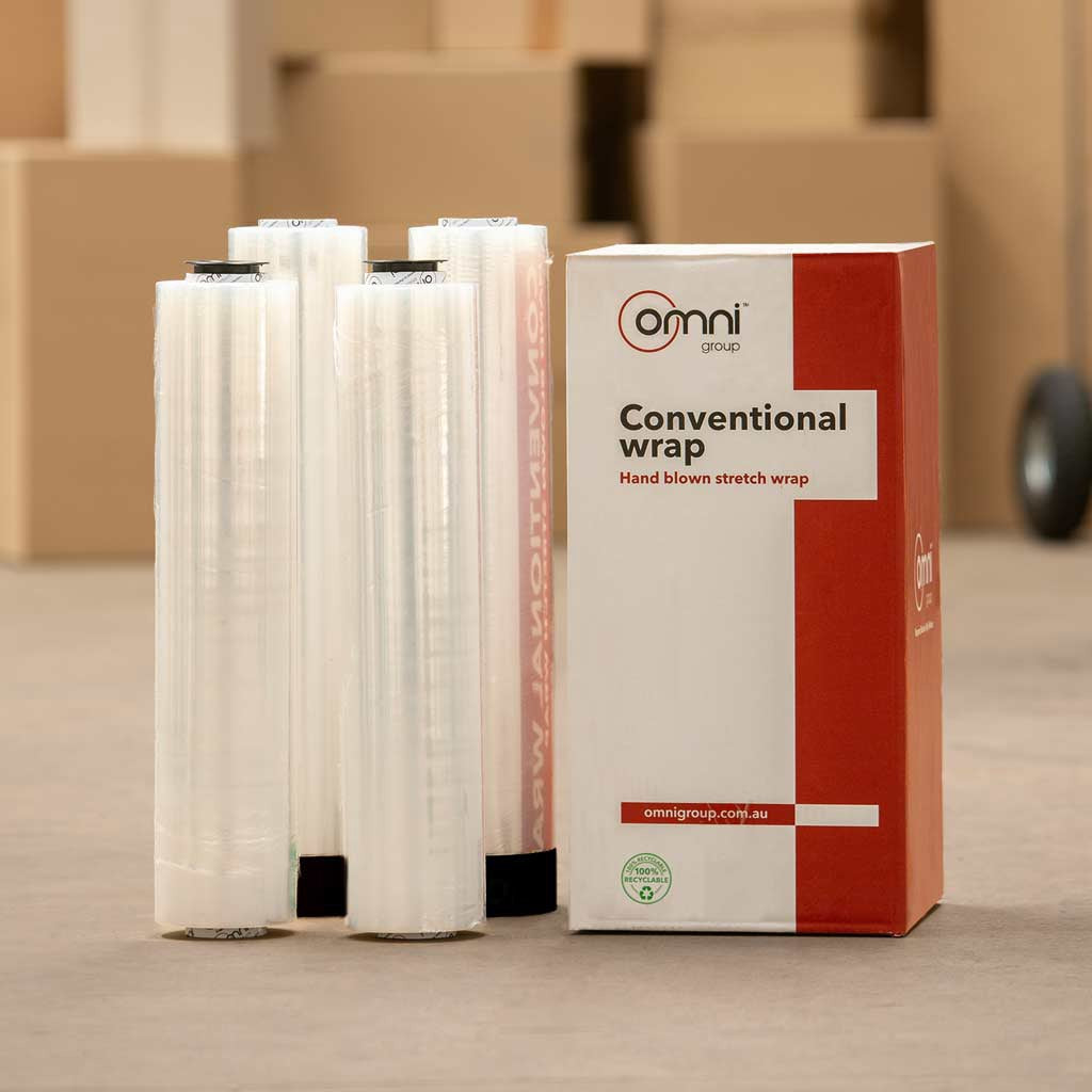 Hand Pallet Wrap - Cast Clear Stretch Film 500mm x 20um - Omni Packaging 