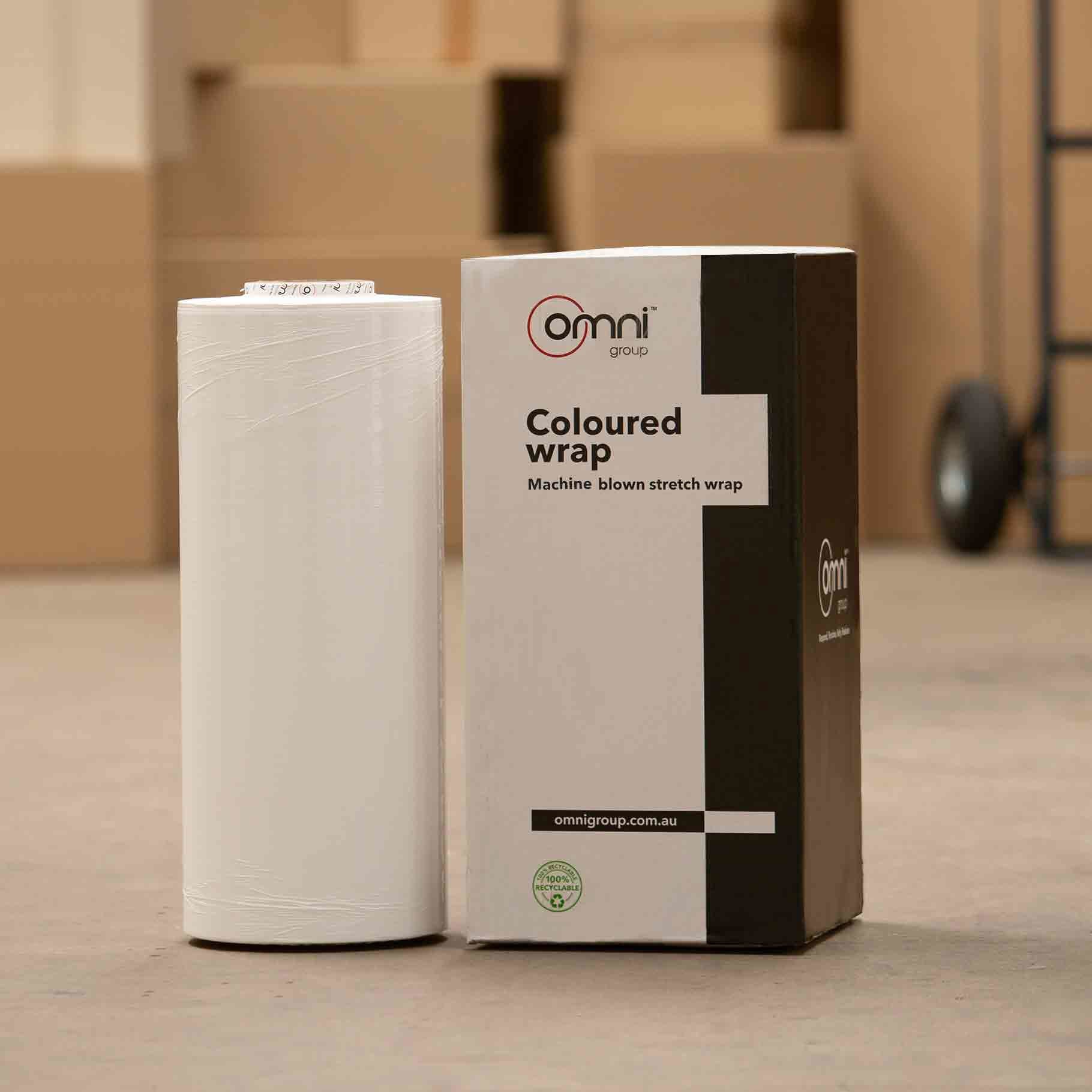 White Machine Pallet Wrap - Blown Stretch Film 500mm x 1500m - Omni Packaging 