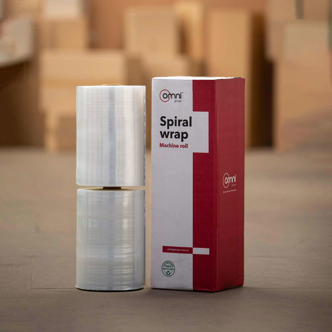 Spiral Wrap 25 Orbital Machine Stretch Wrap Clear 250mm x 1500m - Omni Packaging 